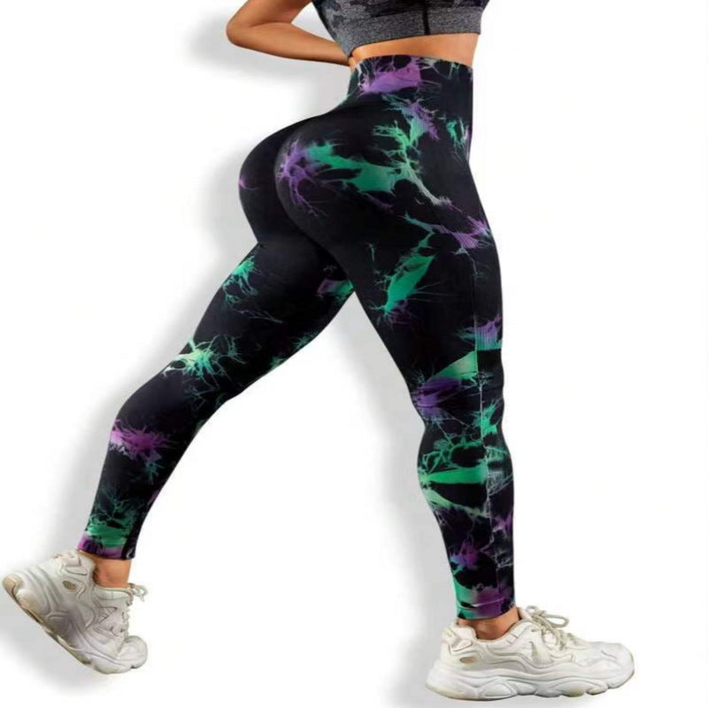 Seamless High Waisted Compression Fitness Leggings for Women Colorful Tie Dye Yoga Pants for Butt Lifting and Tummy Control