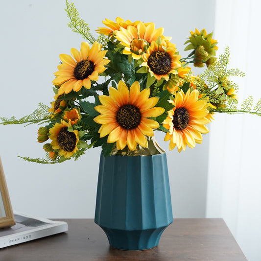 Charming Rustic Style Artificial Sunflower Bouquet - Perfect for Home Decor, Hotel Accents, and Wedding Decoration