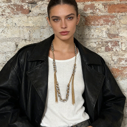 Chic Minimalist Layered Metal Chain Tassel Pendant Necklace - Trendy Casual Accessory for Effortless Style
