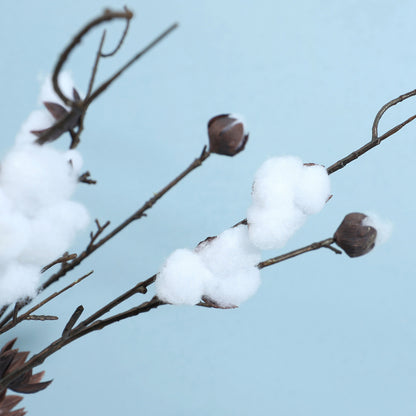 Realistic Faux Cotton Branch - Scandinavian Style Home Decor Accent and Perfect Floral Prop for Photography