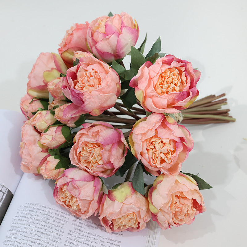 Luxury Faux French Peony Bouquet - Elegant Home Decor and Wedding Centerpiece for Stunning Floral Arrangements