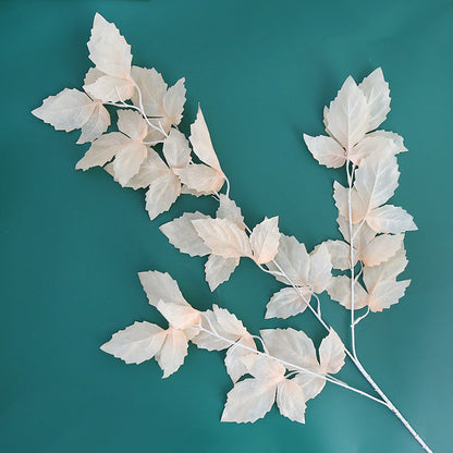 Realistic Faux Leaf Single Stem 3-Prong Wedding Decoration - Perfect for Ceiling & Aisle Decor, Lifelike Silk Plants for Elegant Events