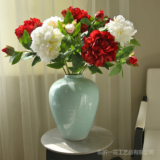 Realistic Two-Headed Spring Peony Silk Flowers for Home Decorative Table Arrangements – Elegant and Lifelike Artificial Floral Centerpieces for Indoor Dining Spaces