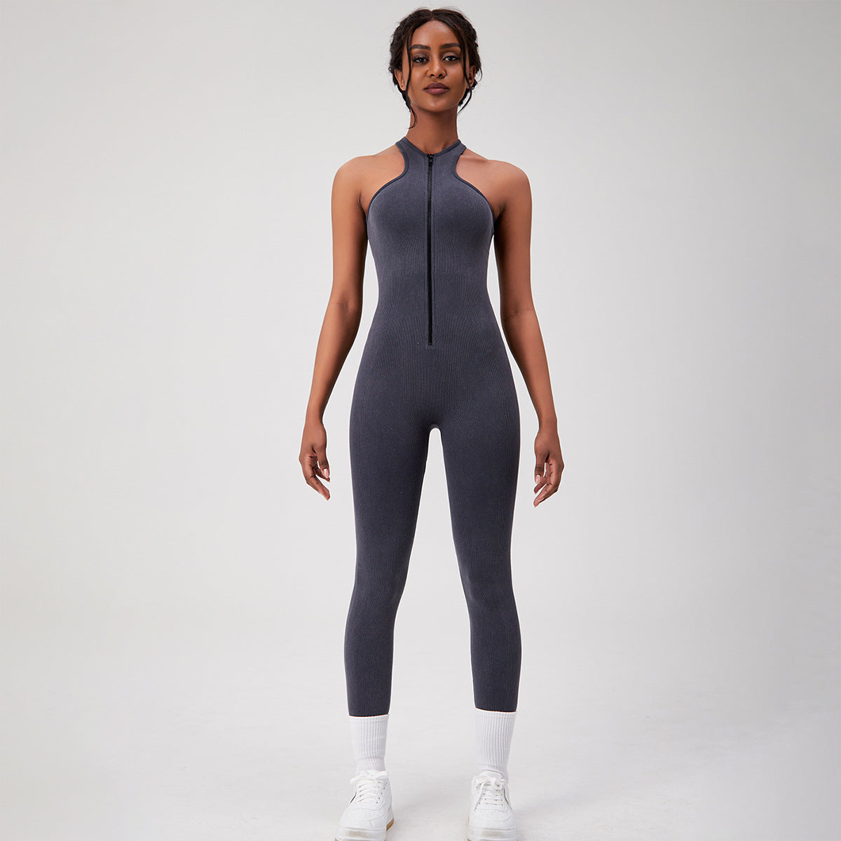 Sculpting Zip Up Quick Dry Yoga Bodysuit for Enhanced Waist and Hip Support for Fitness and Workout Enthusiasts