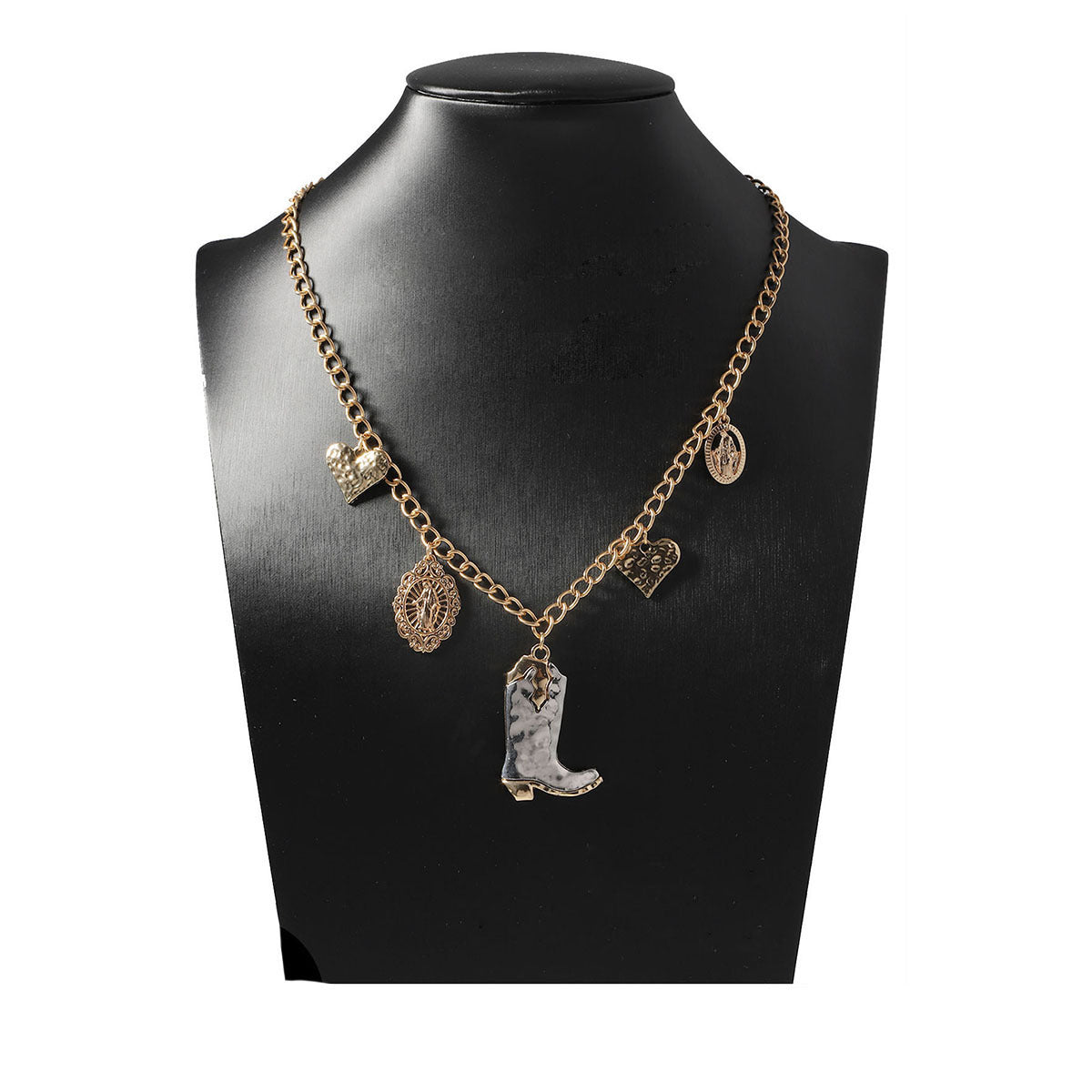 Stylish Western Cowboy-Inspired Alloy Boots Geometric Pendant Necklace - Everyday Commuter Accessory for Women