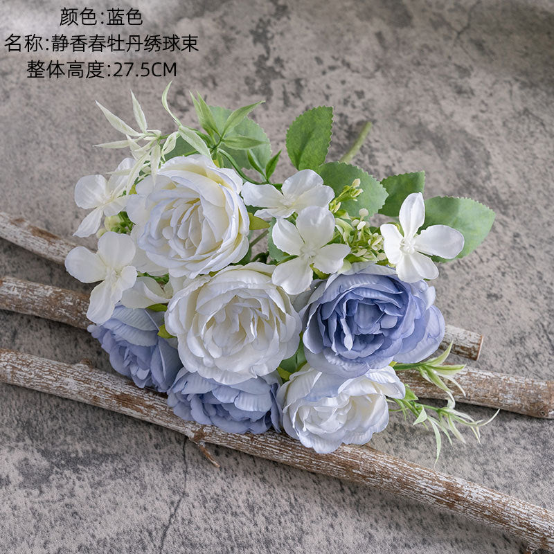 Elegant Shikishin Spring Peony Hydrangea Bouquet - INS Style Realistic Faux Flowers for Home Decor - Perfect for Weddings and Special Occasions | MW66013