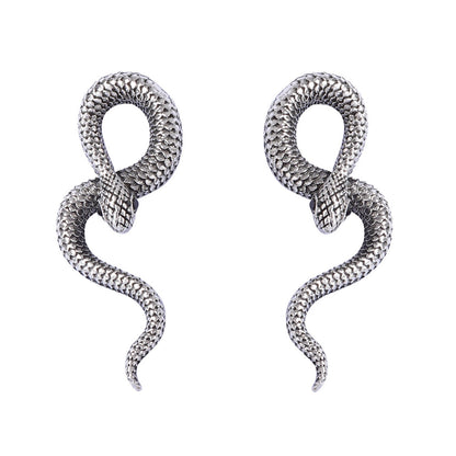 Unique and Creative Exaggerated Alloy Snake-Shaped Earrings for Women - Trendy Statement Jewelry for a Chic Look