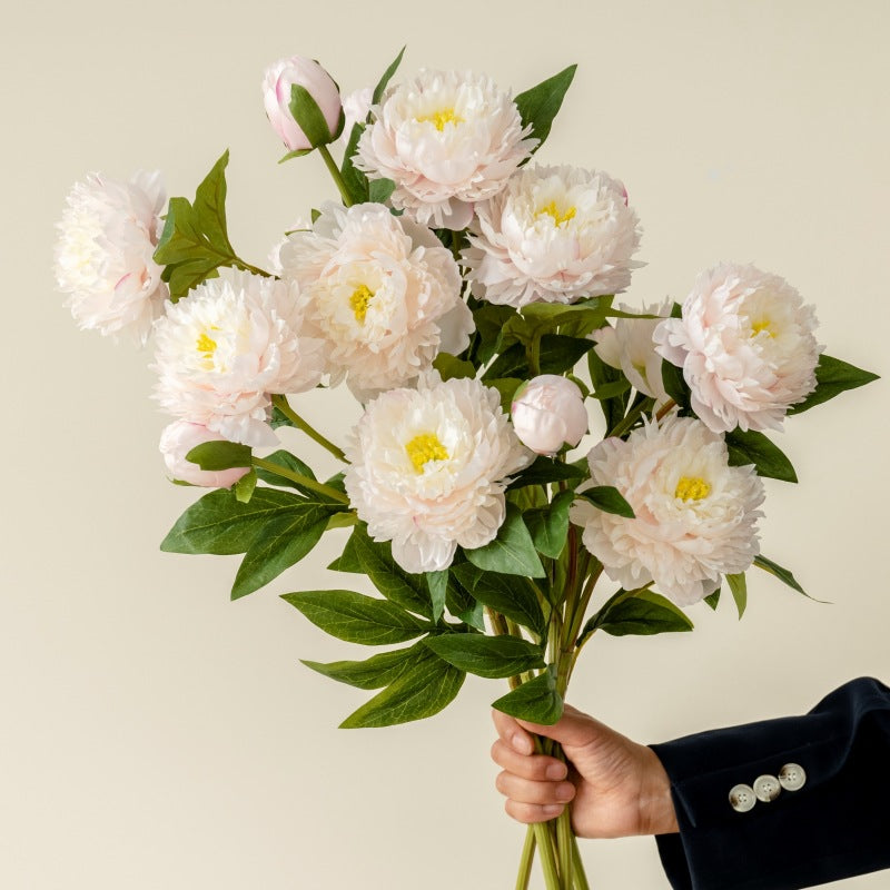 Elegant European-Style Single Stem 3-Head Peony and Peony Artificial Flowers for Home, Wedding Decoration, Photography, Floral Arrangements, and Stylish Display