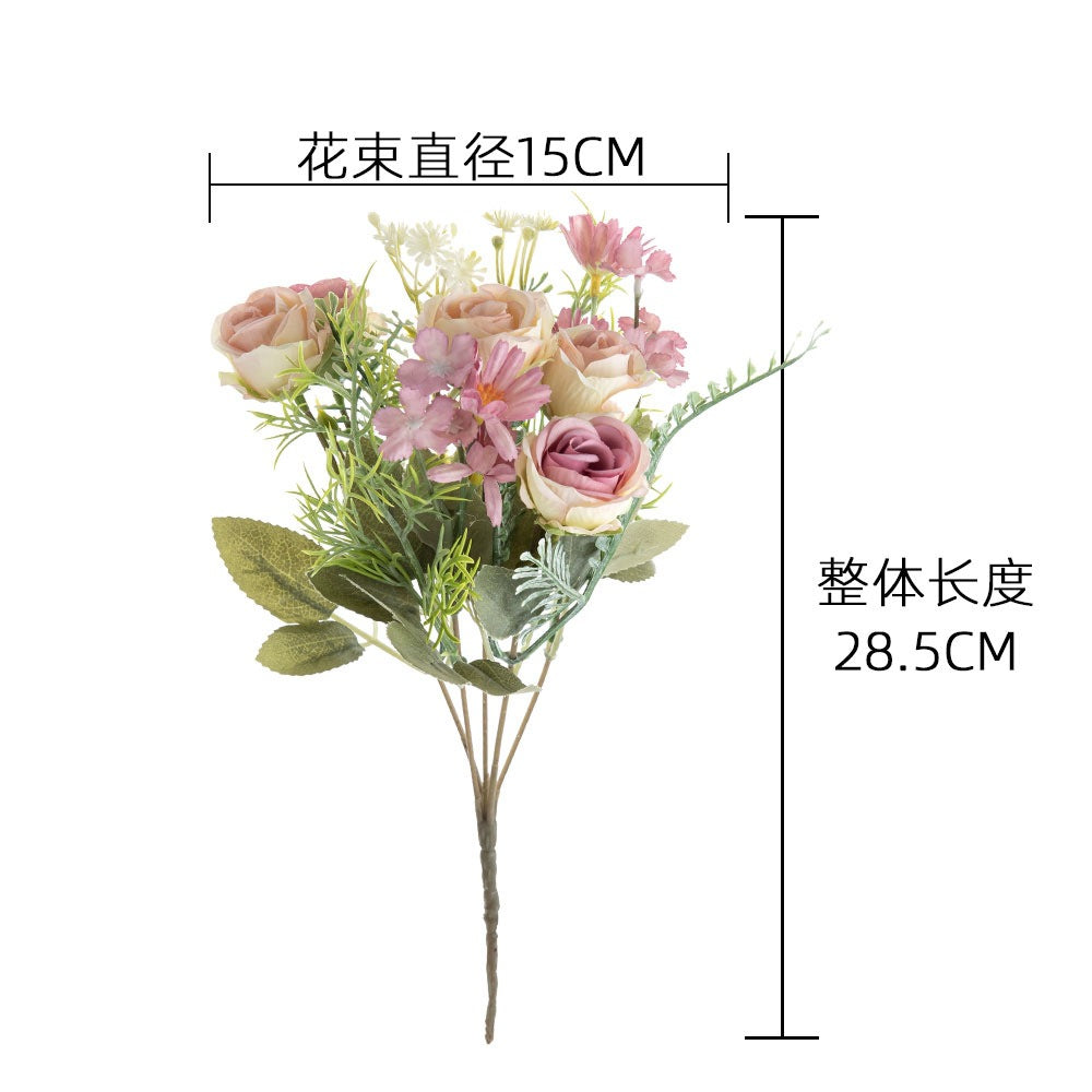 Charming Rose and Daisy Bouquet for Home Decor | Elegant Faux Flowers for Weddings and Events - Perfect for INS Aesthetic | Model MW66794