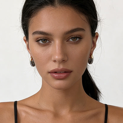 Exquisite High-Quality Shiny Faceted Half-Round Crystal Stud Earrings – Versatile Winter Best-Sellers for Effortless Elegance