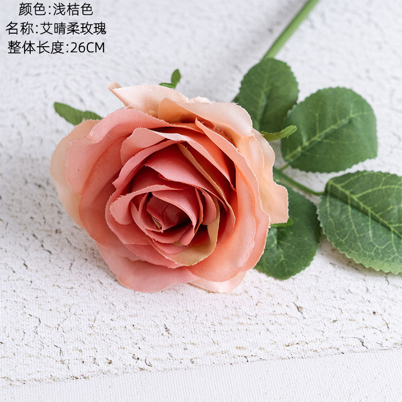 Elegant AI Qinger Single Stem Artificial Rose - Perfect for Home Decor, Weddings, and Gifts - Lifelike Greenery Ornament PJ1001