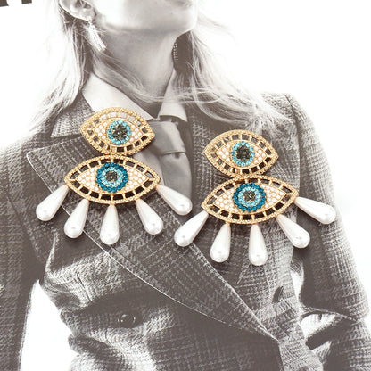 Arrival: Angel Eye Earrings with Sparkling Water Crystals, Elegant Pearl and Geometric  Design - Versatile Women's Jewelry for Every Occasion