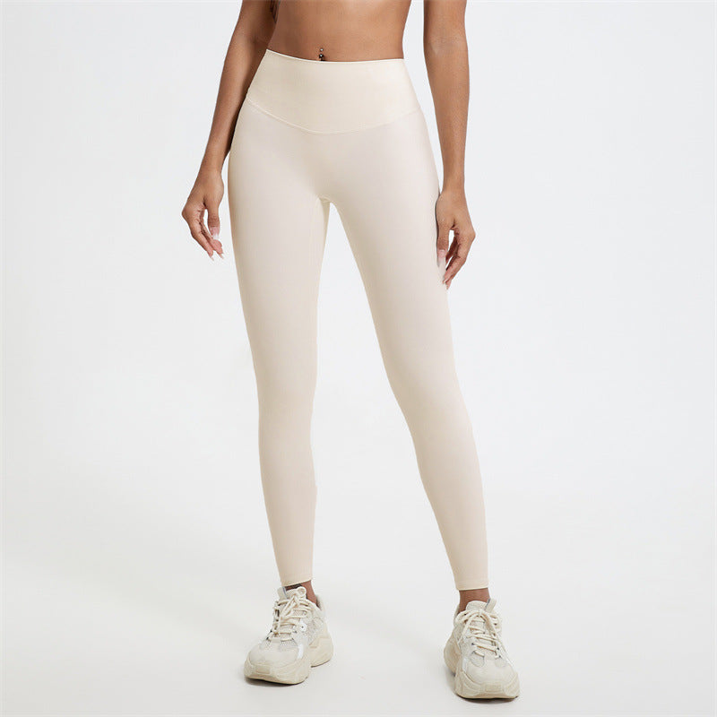 V Shaped Waist Enhancing Yoga Pants for Outdoor Pilates and Running and Comfortable Fitness Leggings with No Creep Seam Design