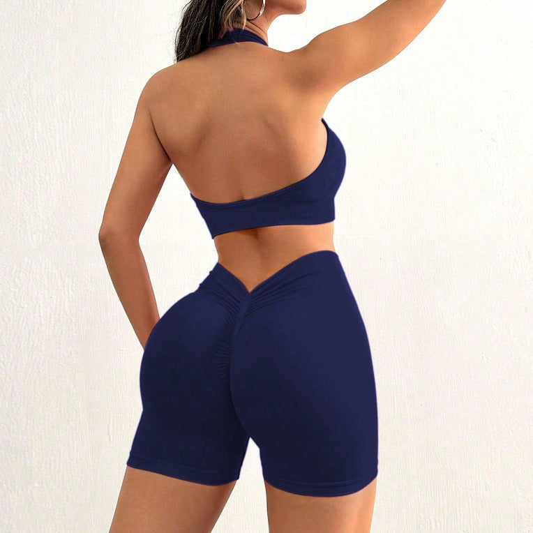 Seamless Shockproof Backless Bra and High Waisted Yoga Shorts Set for Comfort Flexibility and Style During Your Workouts