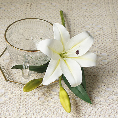 Realistic Miniature 3D Lily - Short Stem Artificial Flower for Home, Hotel Decor, Wedding Photography, and Event Styling