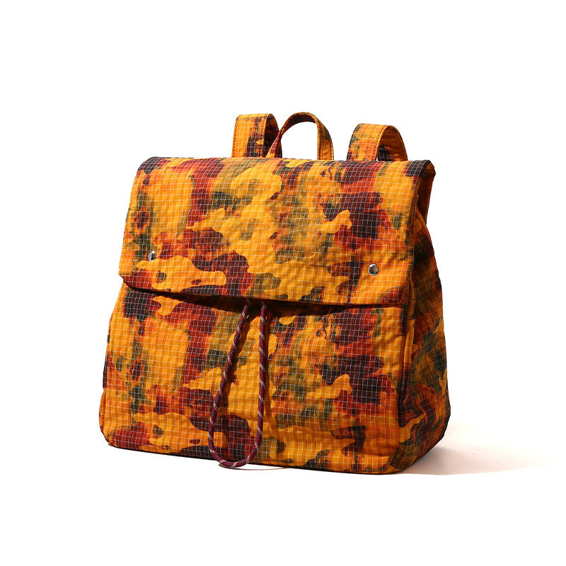 Spring Water Dyed Fabric Backpack High Capacity Shoulder Bag with Unique Design for Students