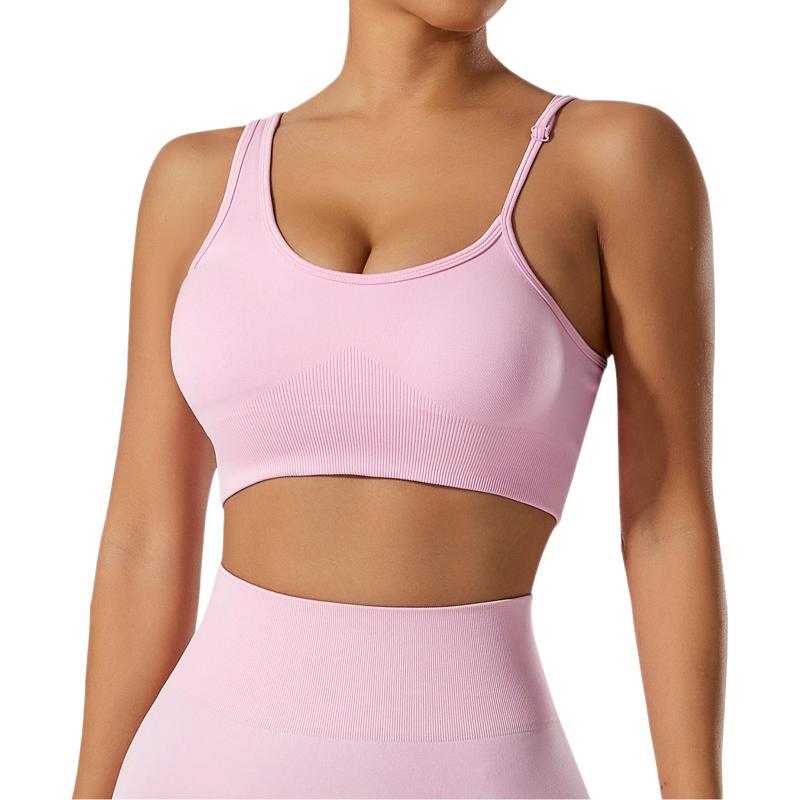 Breathable Asymmetrical Shoulder Yoga Sports Bra for Women Seamless Shockproof Fitness Top for Summer Workouts