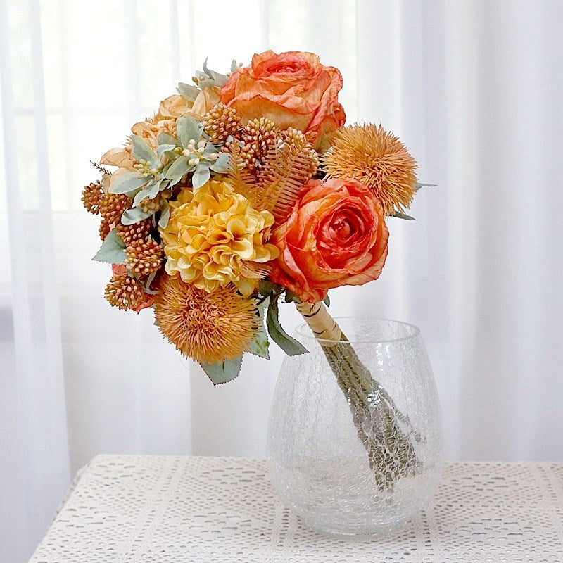 Stunning Faux Rose Bouquet - Elegant Light Luxury Textured Blooming Roses for Home Decor, Weddings, and Event Styling