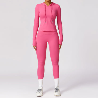 Women's Quick Dry Long Sleeve Yoga Set for Winter Outdoor Running and Fitness Model 8579