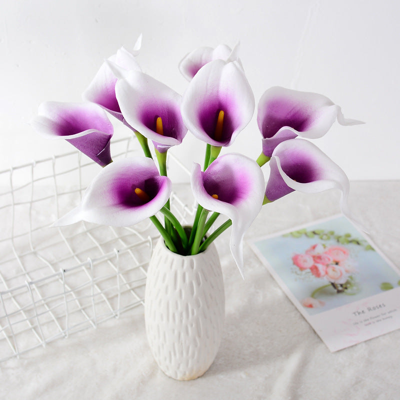 Realistic Mini PU Calla Lily Bouquet - Stunning Artificial Flower for Weddings, Home Decor, and Photography Props | Perfect for Brides and Special Occasions