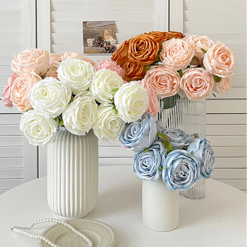 7-Piece Royal Princess Faux Rose Flower Bouquet Set - DIY Wedding Floral Arrangement for Stunning Home Decor and Elegant Centerpieces