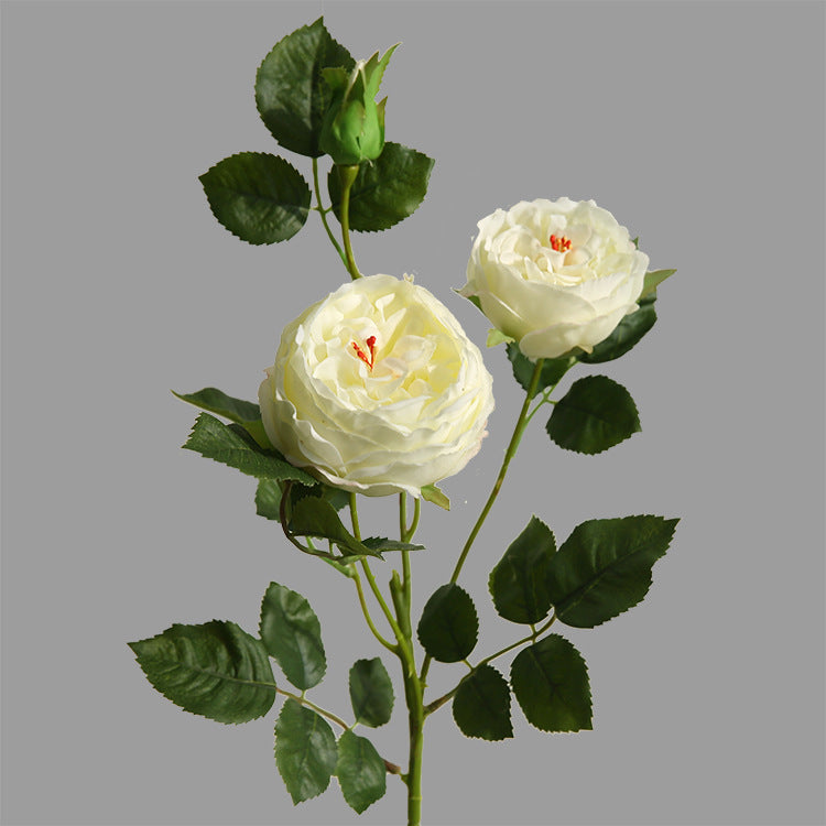 Realistic Artificial Flowers - Romantic and Minimalist Home Decor for Living Rooms and Dining Tables - 3-Head Soft Touch Happy Roses for Photography Props