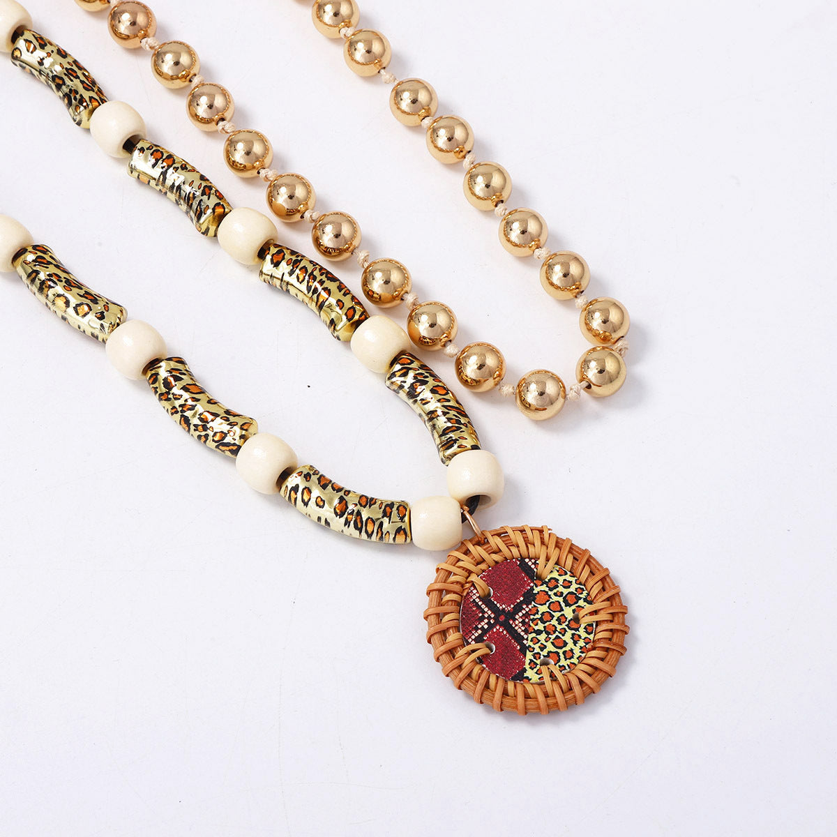 Stylish Boho-Inspired Double-layer CCB Leopard Print Beaded Casual Necklace for Women – Versatile and Chic Accessory for Any Outfit