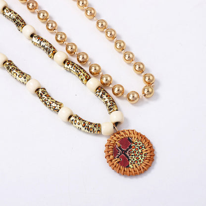 Stylish Boho-Inspired Double-layer CCB Leopard Print Beaded Casual Necklace for Women – Versatile and Chic Accessory for Any Outfit
