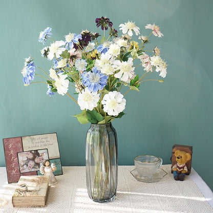 Realistic Artificial Cornflower Bouquet with Long Stems and Multiple Blooms - Perfect for Home Decor, Photography, and Wedding Decorations