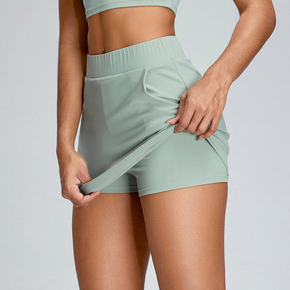 Versatile Spring Summer Yoga Shorts with Anti Showthrough Liner A Line Skirted Tennis Shorts for Outdoor Activities and Casual Wear