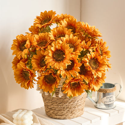 Stunning 7-Head Sunflower Bouquet for Valentine's Day – Realistic Silk Flower Arrangements Perfect for Dining Tables and Home Decor