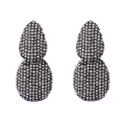 Exquisite High-End Geometric Alloy Drop Earrings with Sparkling Crystals – Perfect Statement Jewelry for Banquets and Parties