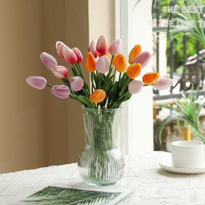 Realistic Miniature PU Tulips - Vibrant Artificial Silk Flowers for Home Décor, Arrangements, and Year-Round Enjoyment