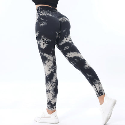 Seamless High Waisted Tie Dye Yoga Pants for Women Sculpting Peach Butt Lift Leggings for Comfort and Style in Your Fitness Routine