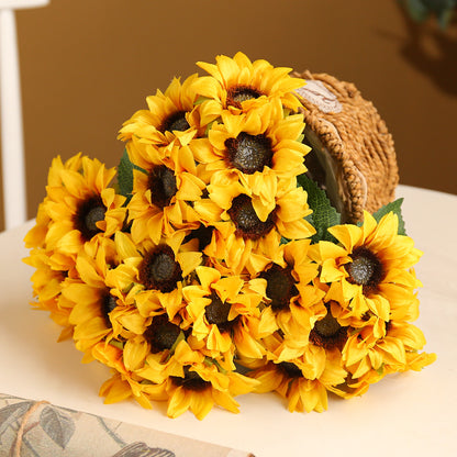 Stunning Artificial Sunflower Bouquet - Perfect for Weddings and Decorations | 6-Head Faux Floral Arrangement | Durable Handmade Craftpiece