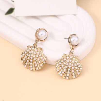 Stylish Hollow Design With Rhinestones and 3D Seahorse & Starfish Earrings - Vintage-Inspired Faux Pearl Drop Earrings - Perfect for Any Occasion!