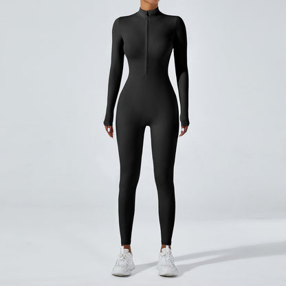 High Performance Zipper Long Sleeve Yoga Jumpsuit for Women for Intense Workouts Running and Fitness Activities