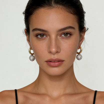 Exquisite Lightweight Luxury Elegant Rhinestone-Studded 3D Sphere Geometric Ear Cuff Earrings - Perfect for Parties and Everyday Glamour