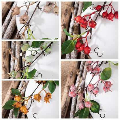 Realistic Mountain Rose Berry Artificial Flower - Lifelike Green Decor for Wedding Decorations and Crafts - Perfect for Home and Event Styling - Model MW25584