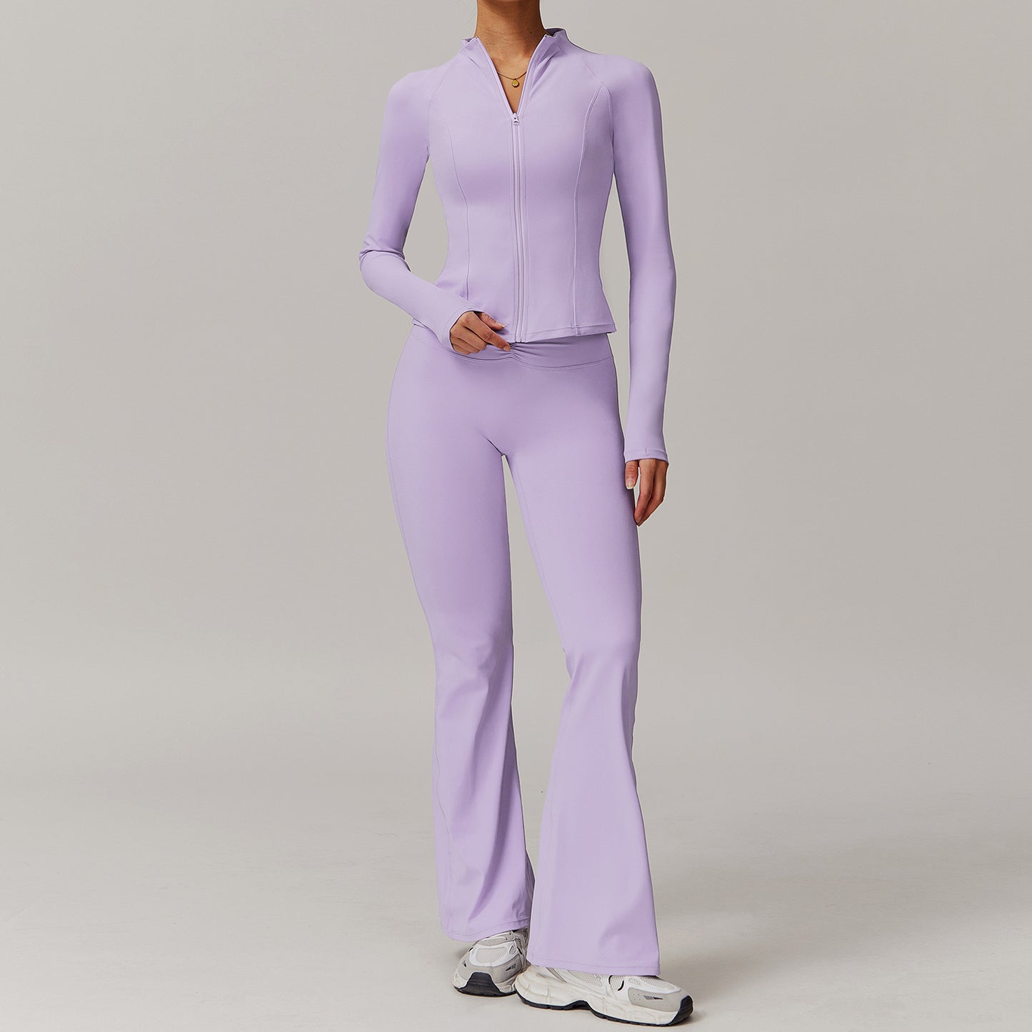 Elevate Your Workout with Our Stand Up Collar Zip Cloud Feel Yoga Set Flattering High Waisted Leggings and Performance Top for Running and Training