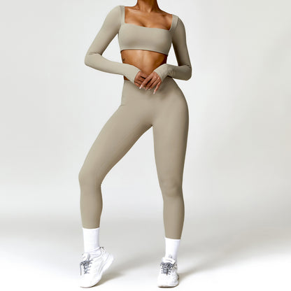 Winter High Waisted Compression Yoga Set Quick Dry Two Piece Running and Fitness Outfit for Comfort and Performance Style 8518