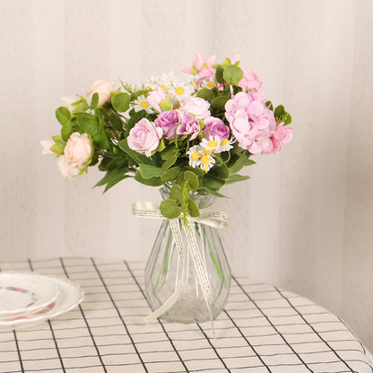 Charming Faux Floral Arrangement: Japanese-Korean Style Realistic Mini Daisy and Silk Rose Combo - Perfect for Home Decor, Weddings, and Events