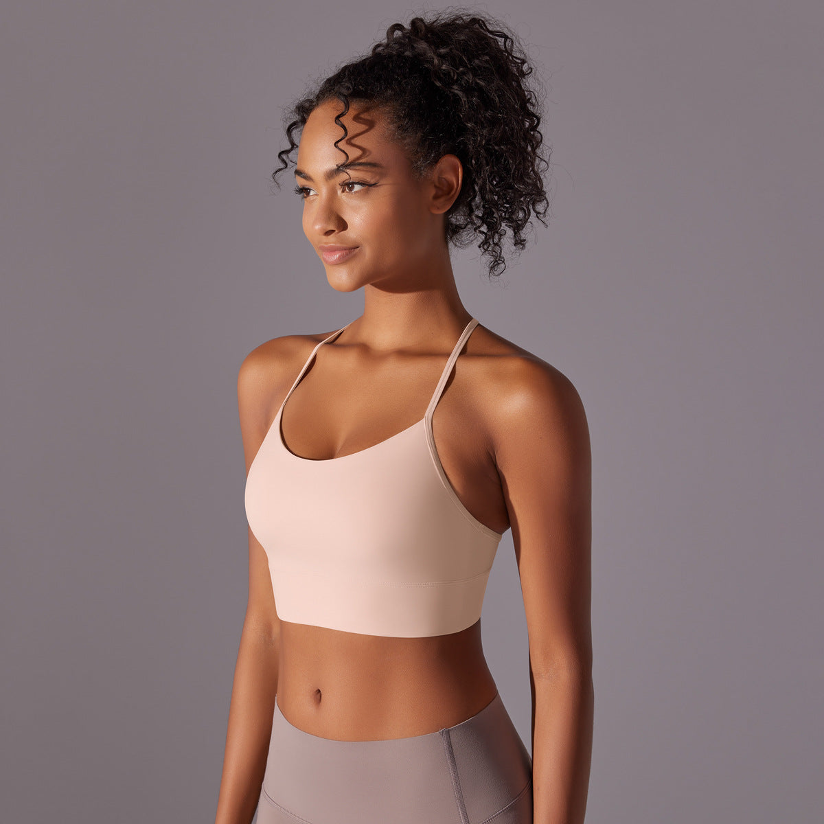 High Elastic Y Back Sports Bra for Yoga and Running Supportive Adjustable Straps and Solid Colors