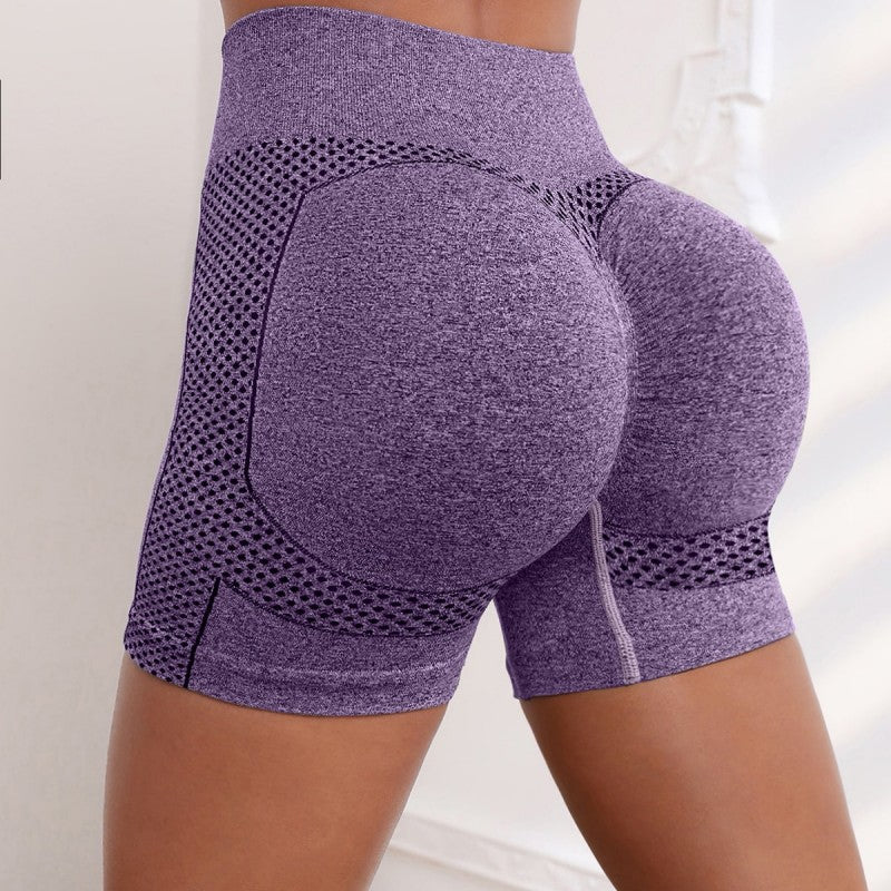 Seamless Hollow Outdoor High Waisted Butt Lifting Yoga Shorts Quick Dry Training Fitness Shorts for and Performance