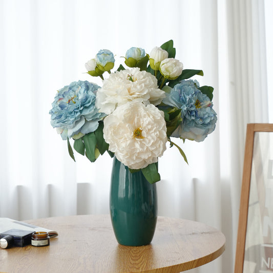 Luxury Faux Peony Flowers with Buds - Elegant Vintage Edged Décor for Home and Events - Perfect for Weddings, Bouquets, and Stylish Arrangements