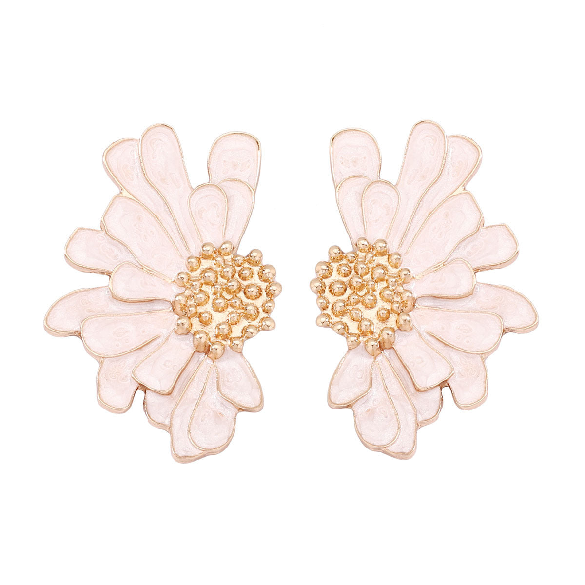 Alloy Enamel Floral Earrings - Stylish and Simple Flower Studs for a Fresh Accessory Look