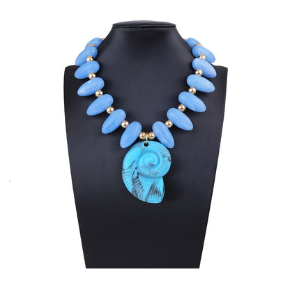 Exaggerated Ocean-Inspired Vacation Pendant Necklace with Colorful Beads and Shell Charm - Versatile, Luxurious, and Perfect for Every Occasion