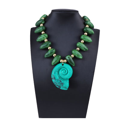 Exaggerated Ocean-Inspired Vacation Pendant Necklace with Colorful Beads and Shell Charm - Versatile, Luxurious, and Perfect for Every Occasion