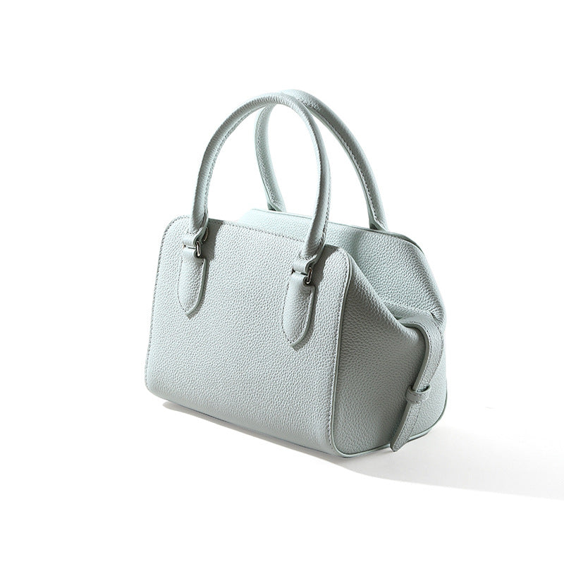 Real Leather Women's Large Capacity Zipper Crossbody Bag Chic Boston Handbag for Fashionable Women