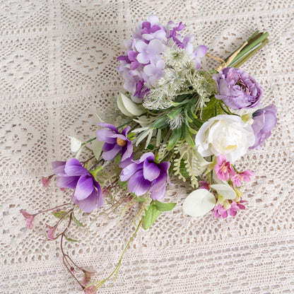 Stunning Handheld Bouquet with Camellia and Hydrangea Faux Flower Arrangement - Perfect for Wedding Decorations, Home Décor, and Event Styling | CF01330